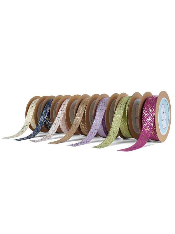 Gold Foil Geometric Print Ribbon