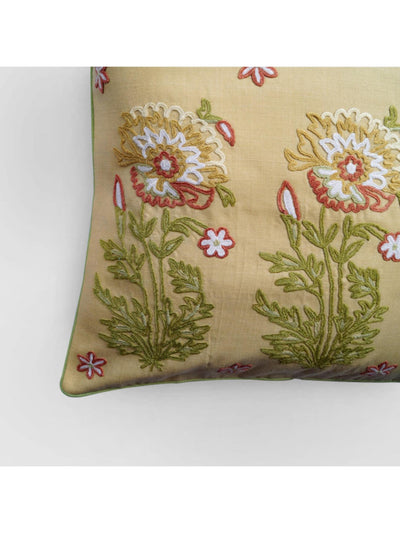 Gul Bahar Aari Embroidered Cushion Cover Beige