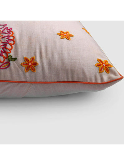 Cushion Cover - Gul Bahar Aari Embroidered Cream
