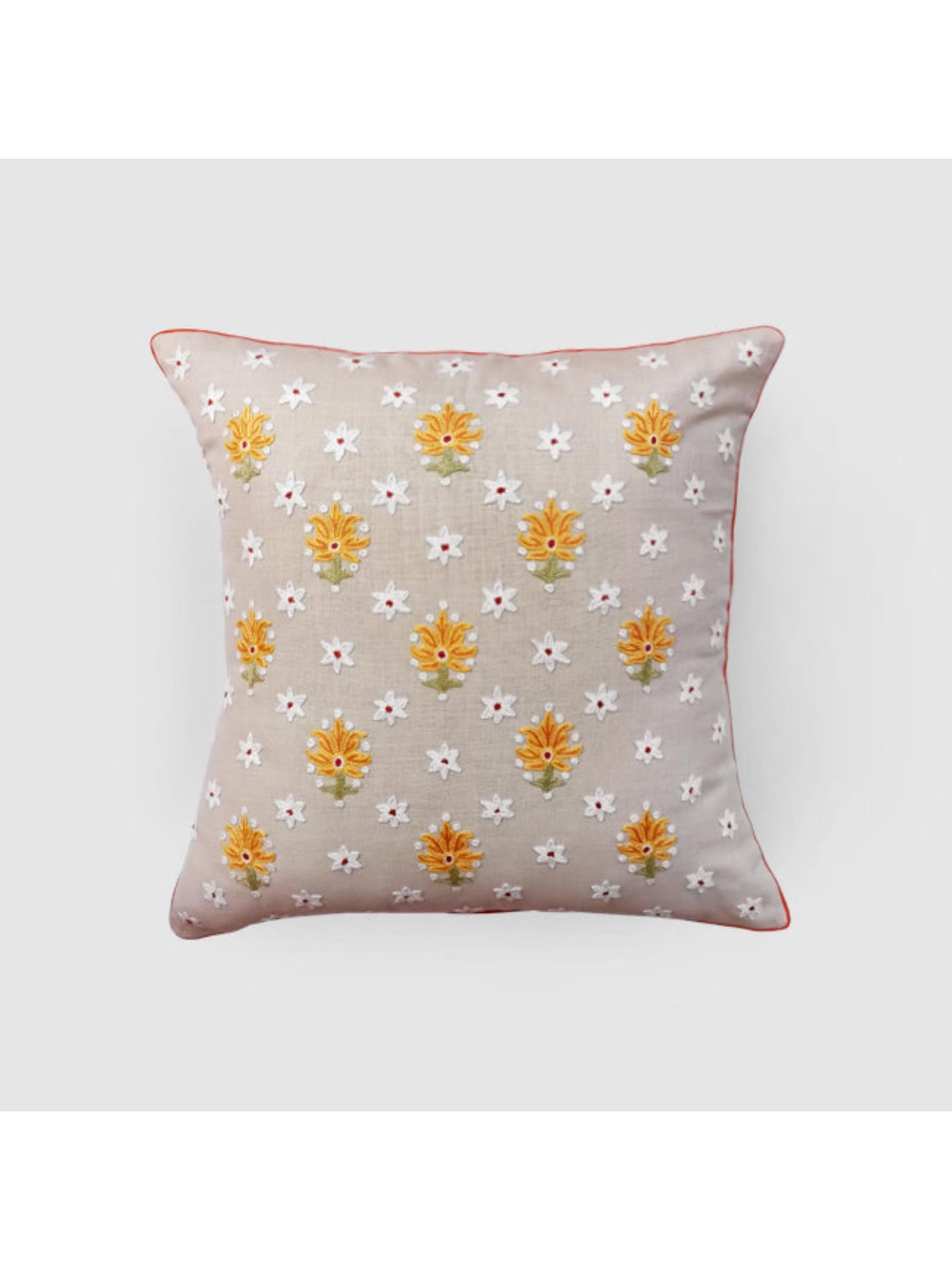 Cushion Cover - Gul Nilofer Aari Embroidered - Cream