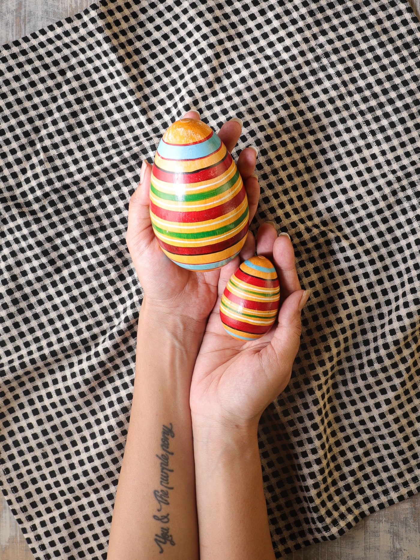 Wooden Handpainted Sphere Egg small