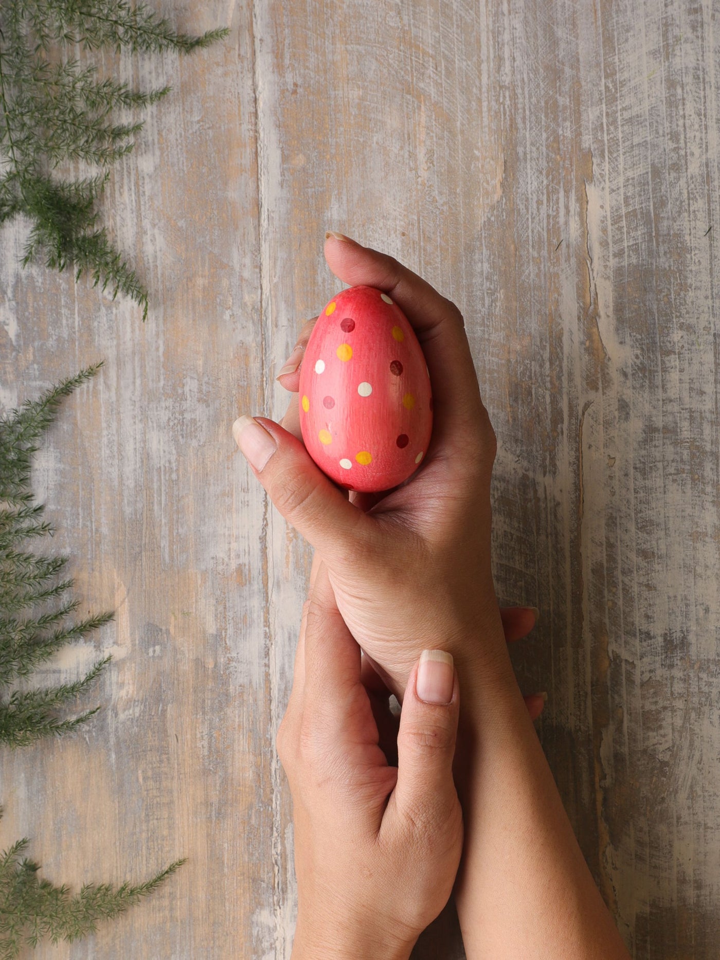 Pink Polka Dot Wooden Egg