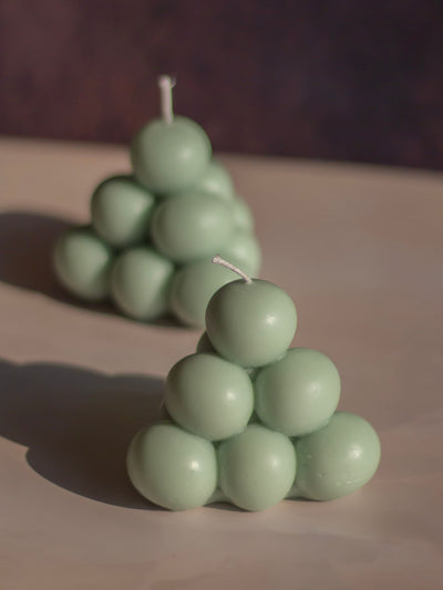 Green Bubble Pyramid Candle