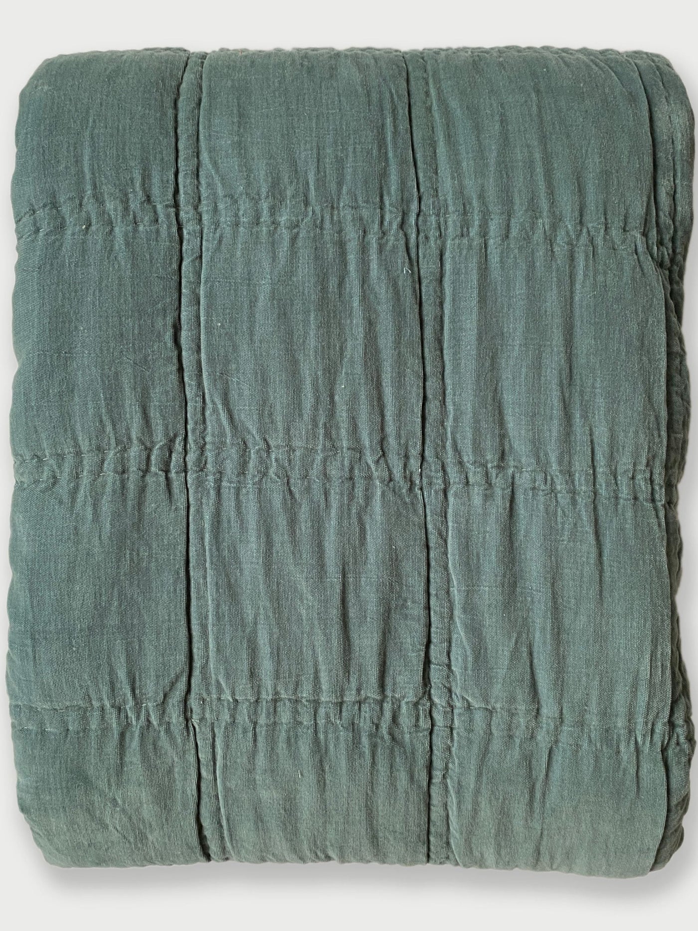 Quilt - Checker Embroidered Teal Kantha