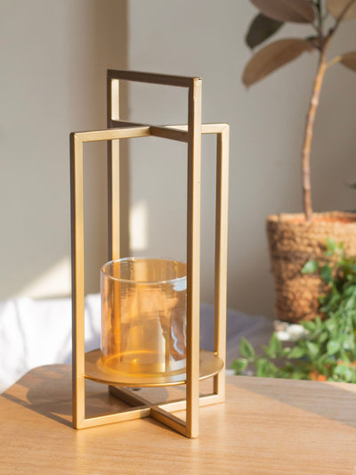 Candle Holder with Tinted Glass Cover