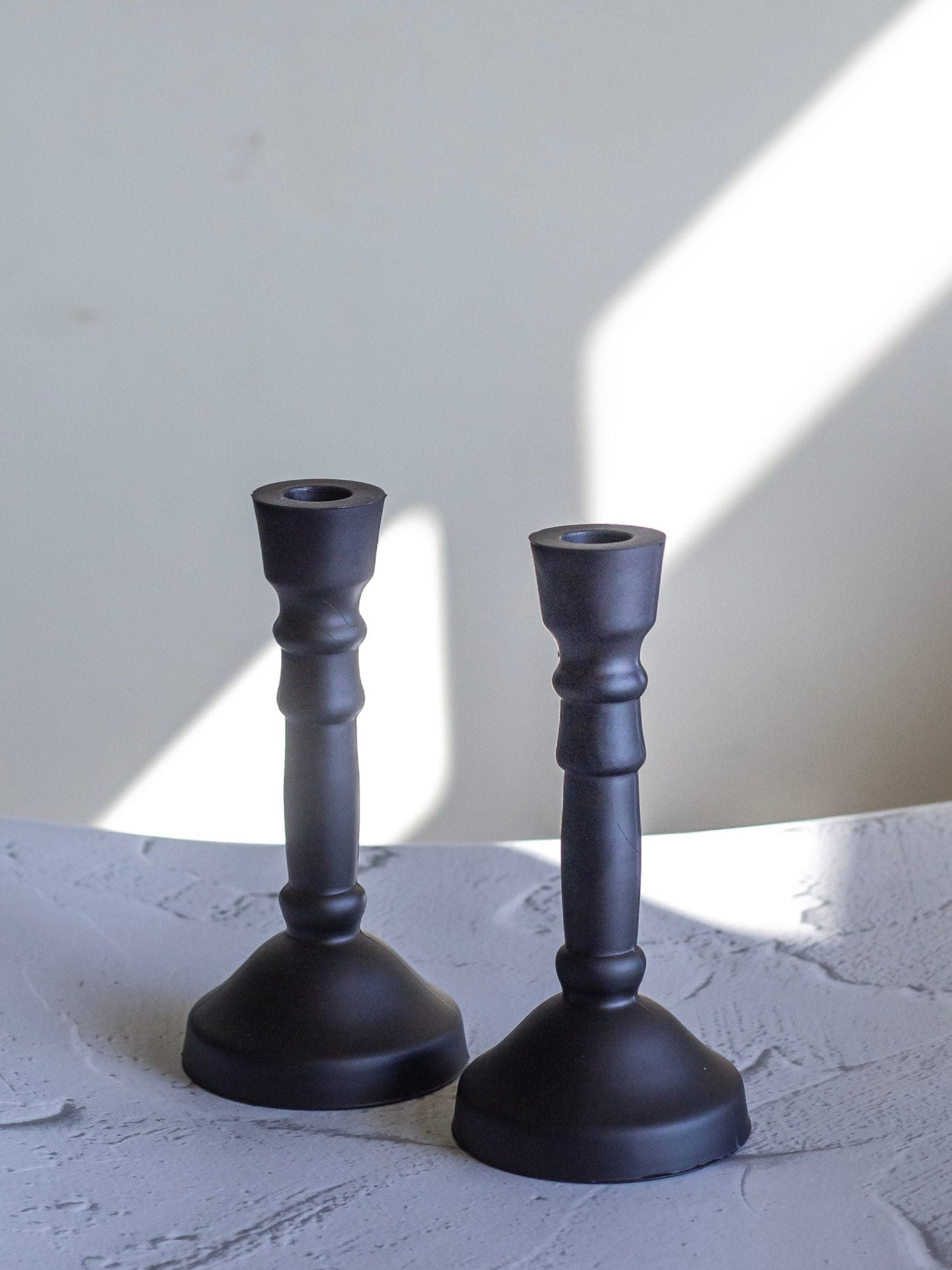 Black Glass Candle Holder | Set of 2