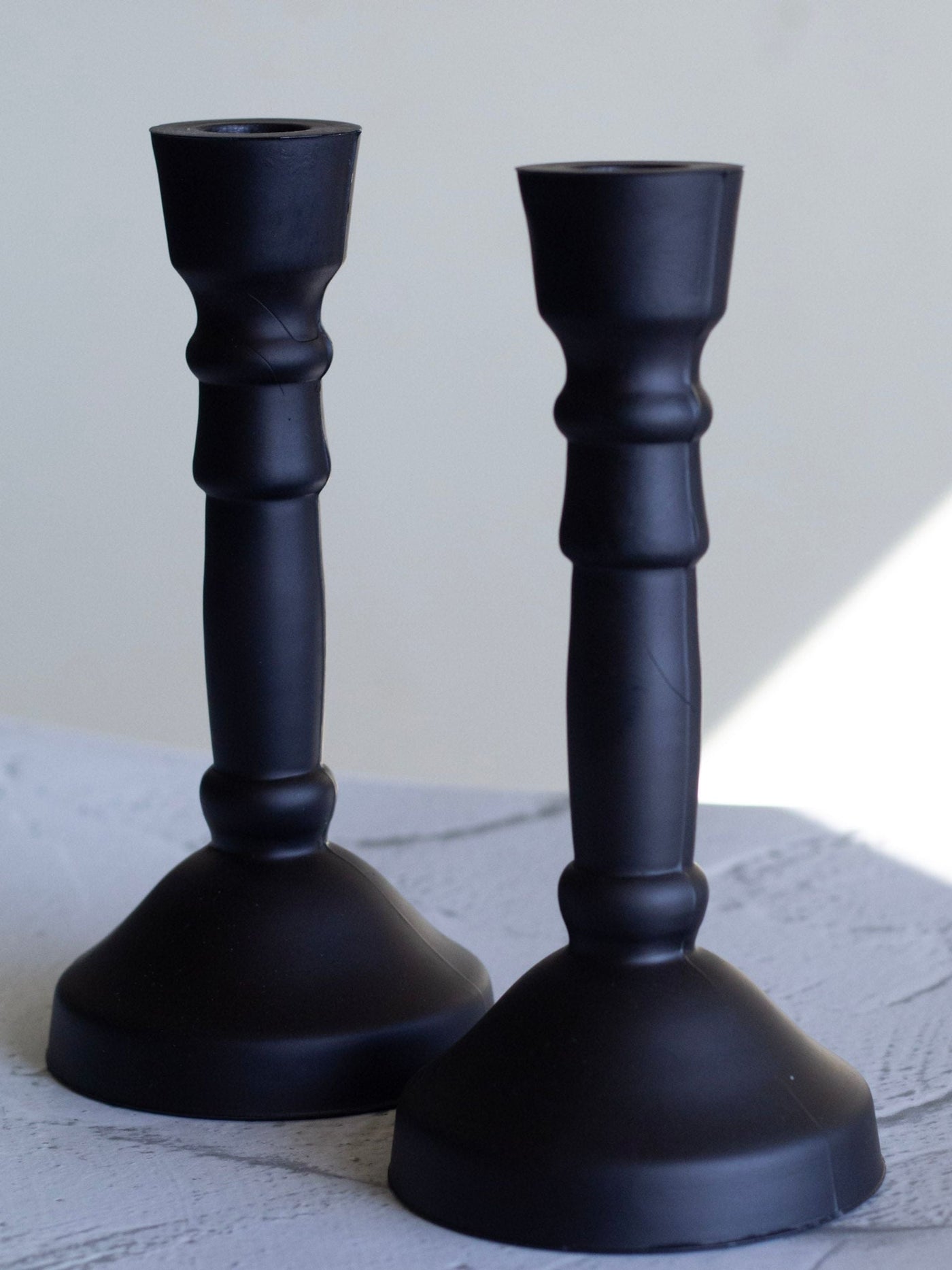 Black Glass Candle Holder | Set of 2