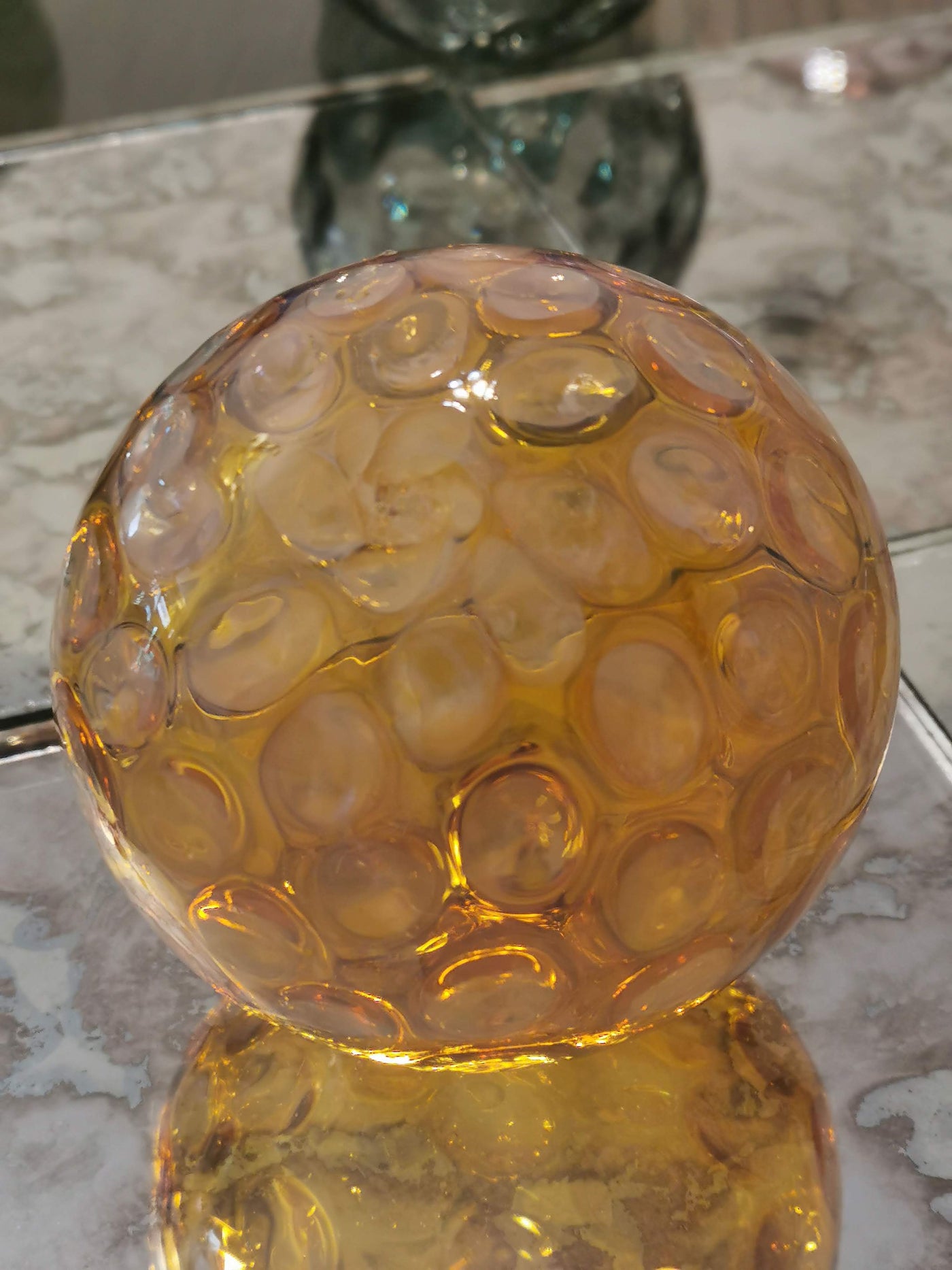 Art Glass Hand Blown - Sphere in Yellow