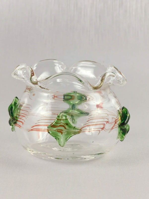 Handblown Art Glass Jade Jewel Abstract Vase