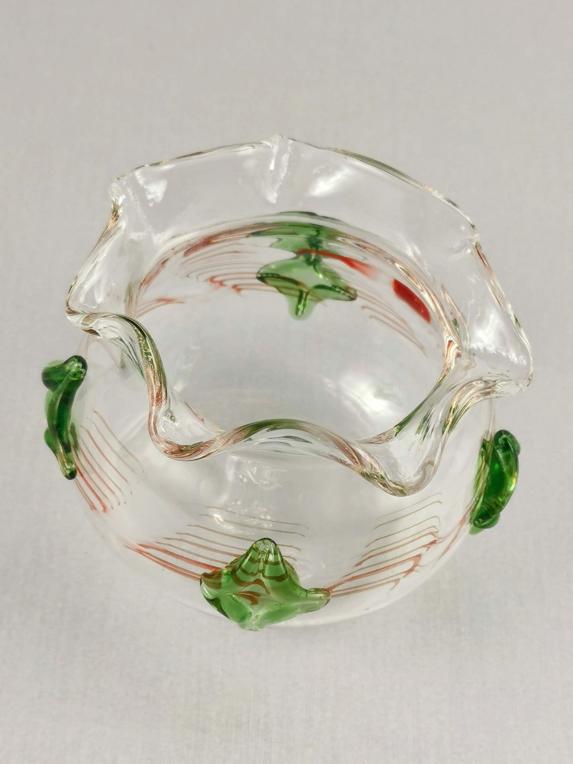 Handblown Art Glass Jade Jewel Abstract Vase