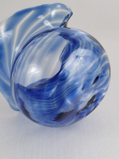 Art Glass Bowl /Vase Blue wave