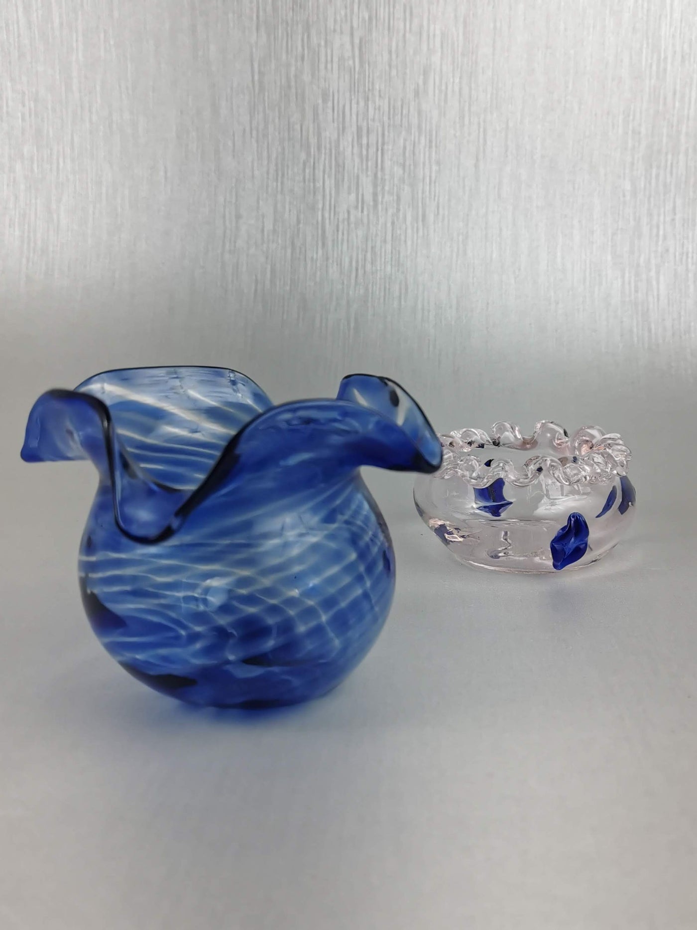 Art Glass Bowl /Vase Blue wave