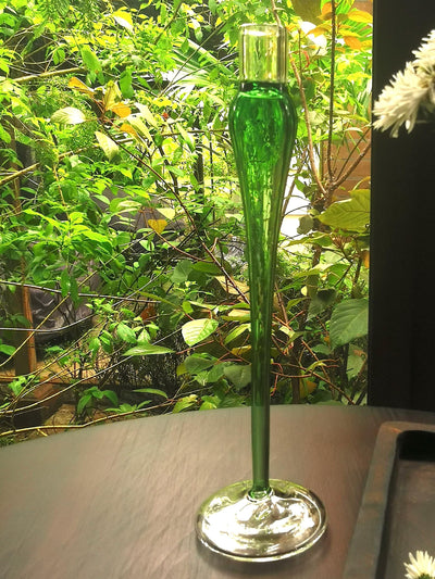 Jade Taper candle holder - Elegant vintage glass
