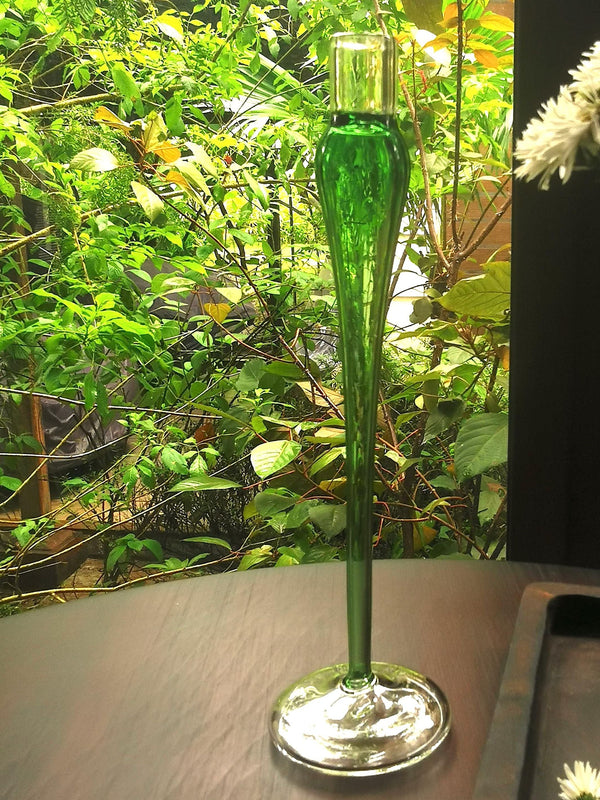 Jade Taper candle holder - Elegant vintage glass
