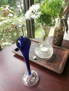 Cobalt Taper Candle holder - Elegant vintage glass