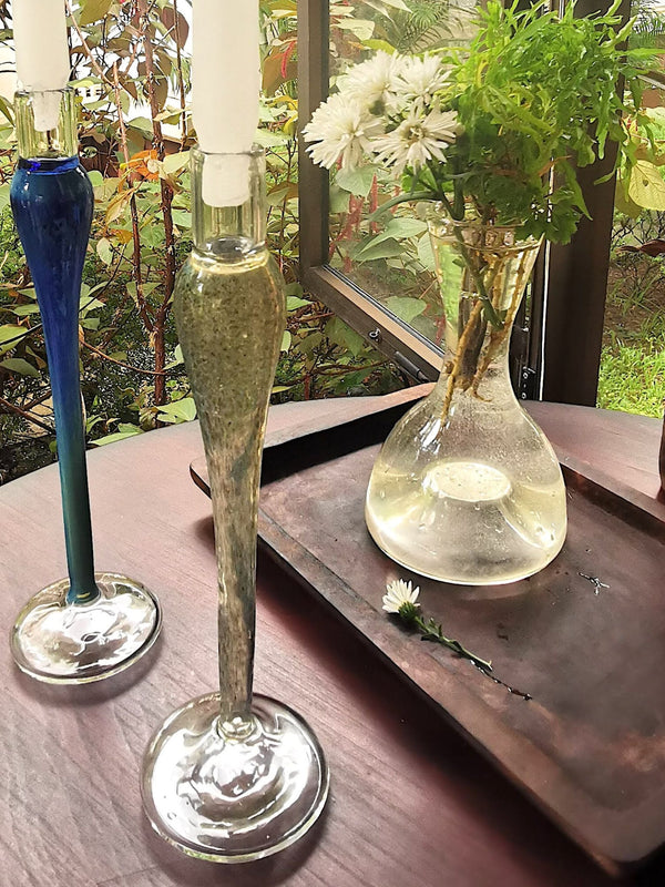 Elegant vintage glass candle holder - Silk