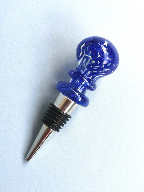 Wine Stoppers - Maya Blue  Handblown Glass