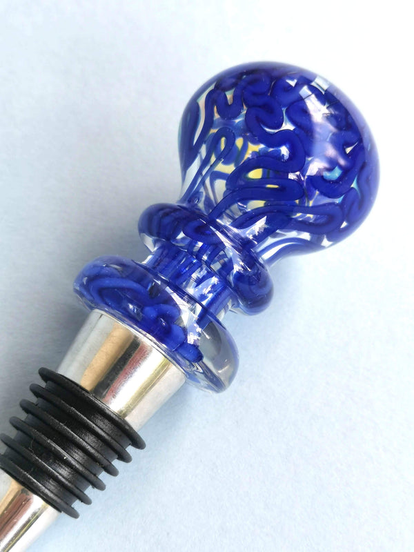 Wine Stoppers - Maya Blue  Handblown Glass