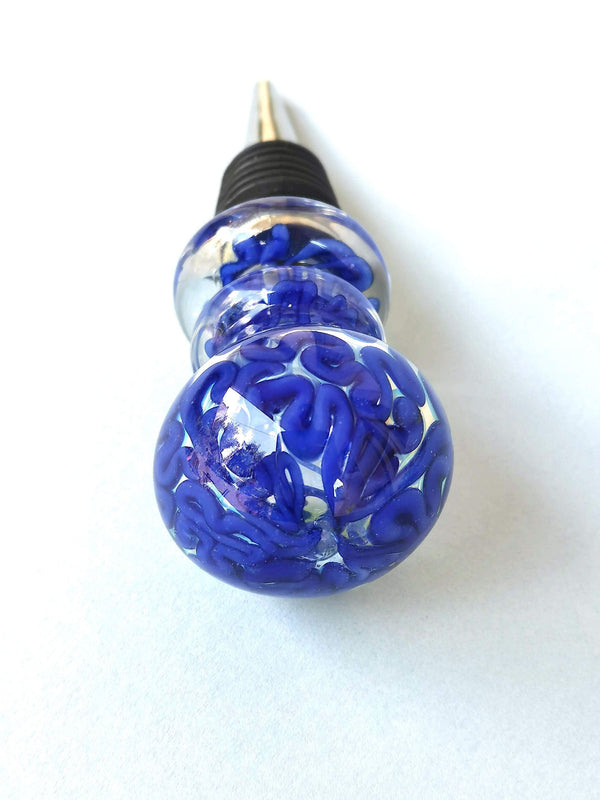 Wine Stoppers - Maya Blue  Handblown Glass
