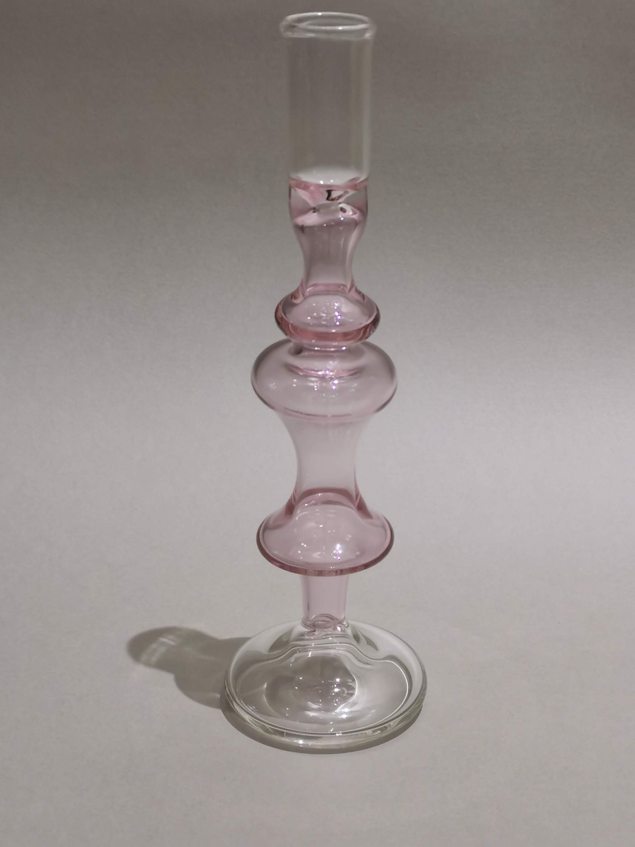 Vintage glass Taper candle holder - Murano Style Pink Blush