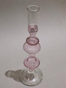 Vintage glass Taper candle holder - Murano Style Pink Blush