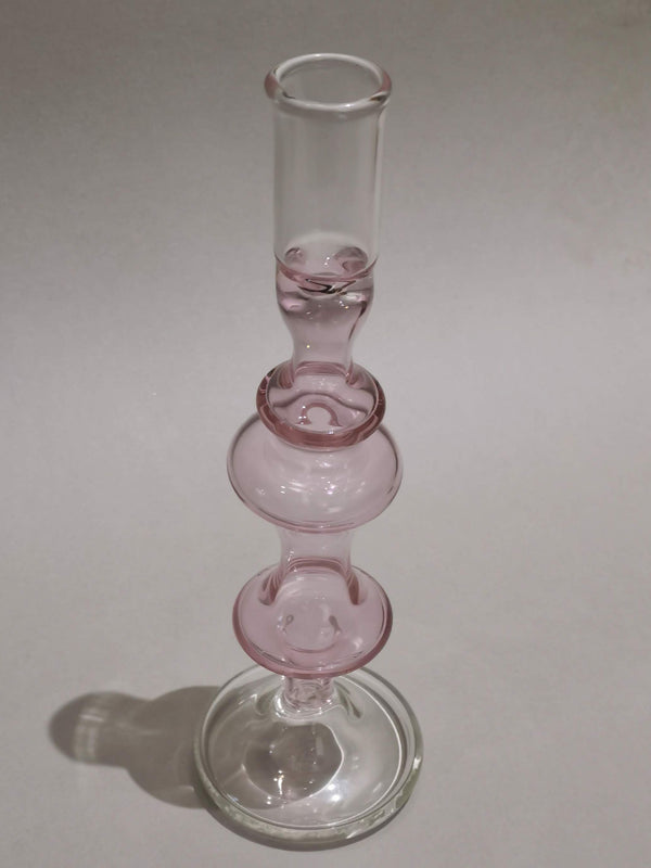 Vintage glass Taper candle holder - Murano Style Pink Blush