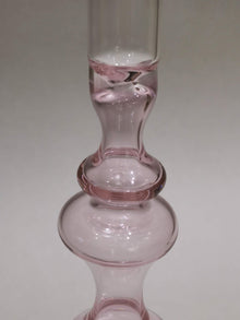 Vintage glass Taper candle holder - Murano Style Pink Blush