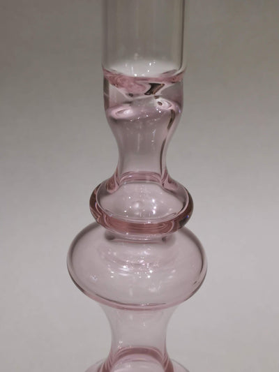 Vintage glass Taper candle holder - Murano Style Pink Blush
