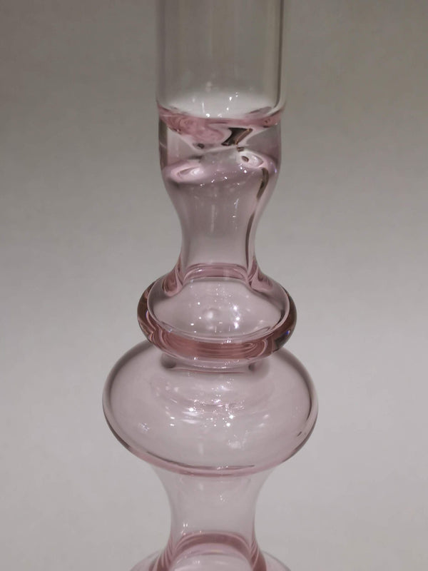 Vintage glass Taper candle holder - Murano Style Pink Blush
