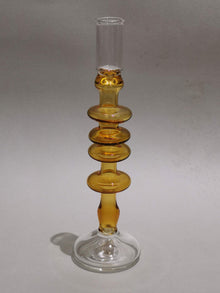 Vintage glass Taper candle holder - Murano Style Amber Dream