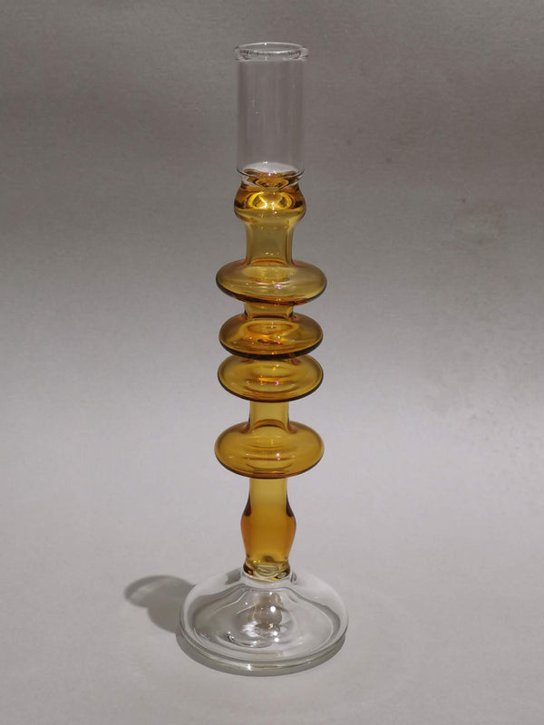 Vintage glass Taper candle holder - Murano Style Amber Dream