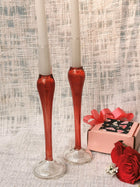 Taper Candle Holder - Fire Red - Murano Style Vintage glass