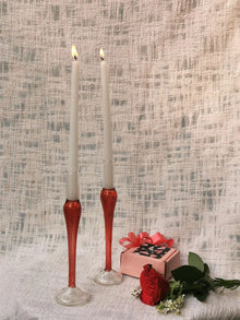 Taper Candle Holder - Fire Red - Murano Style Vintage glass