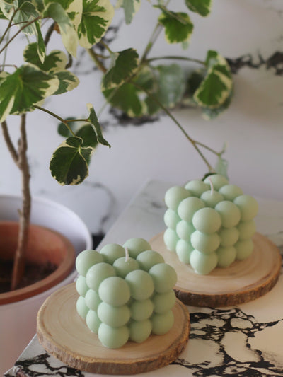 Green Cloud Bubble Soy Candle - Set of 2