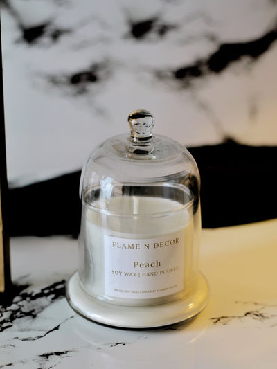Bell Jar Candle with Glass Dome - Peach