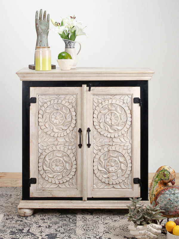 Hand Carved Mangifera Industrial Cabinet
