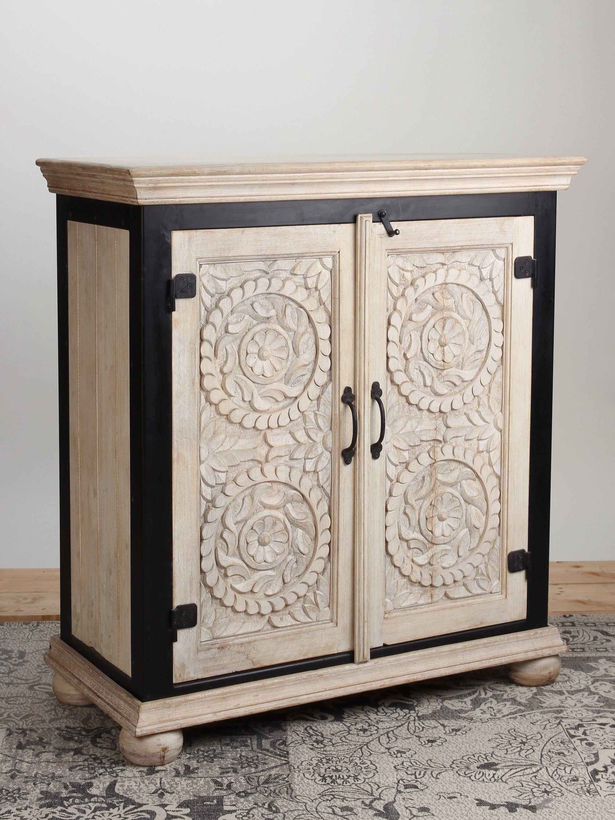 Hand Carved Mangifera Industrial Cabinet