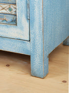 Blue Hand Carved Aztec Two Door Cabinet
