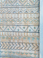 Blue Hand Carved Aztec Two Door Cabinet