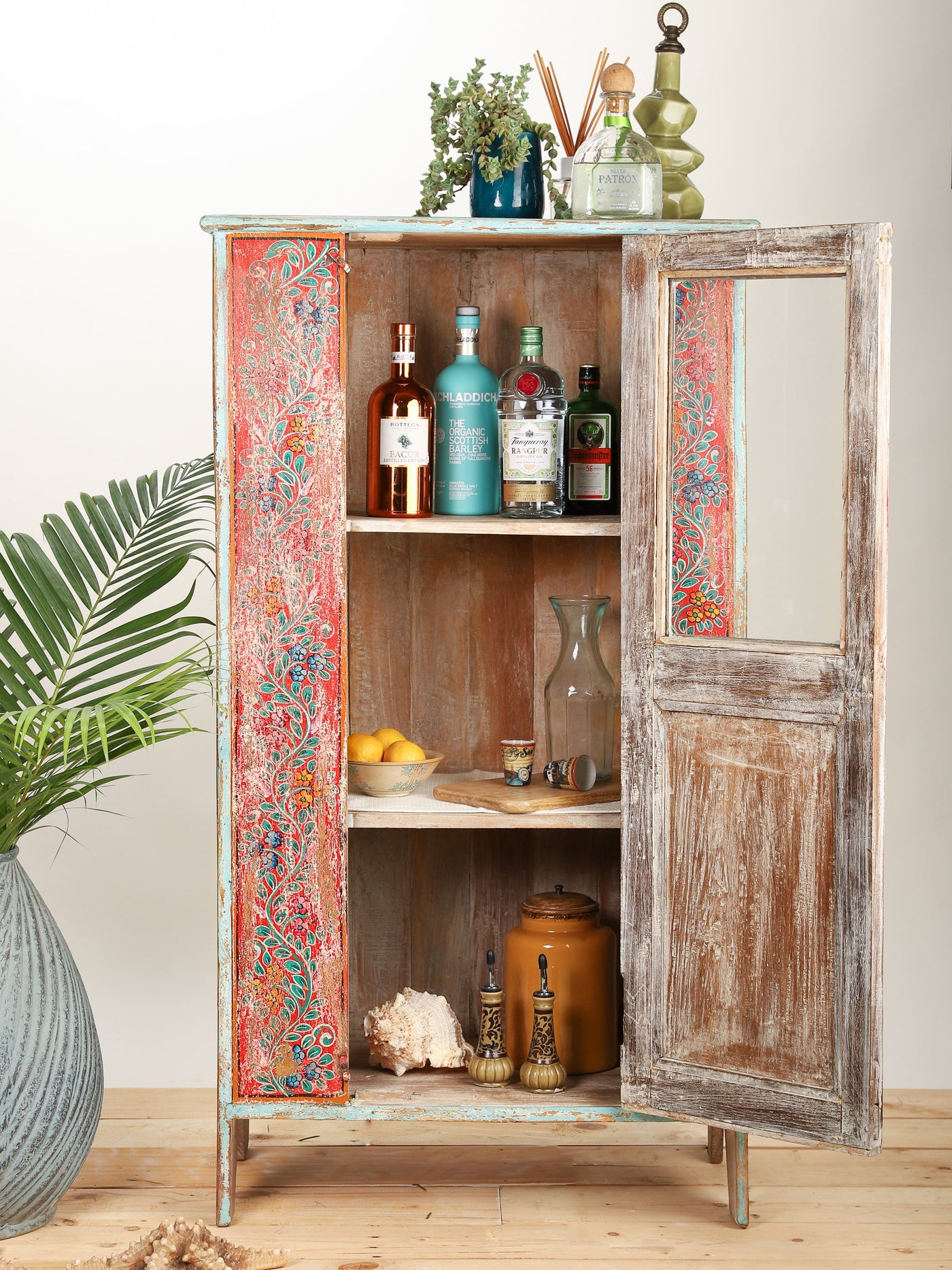 Vintage Hand Painted Bar Cabinet