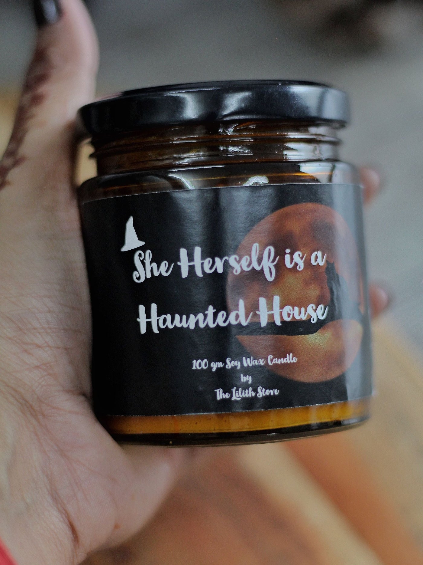 She Herself is a Haunted House jar Candle