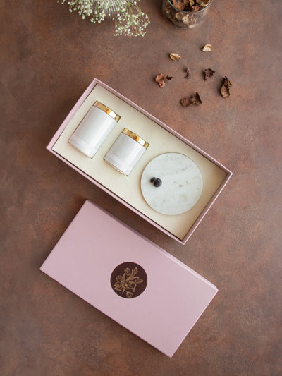 Yang Tealight Tower + Pebble White _ Gift Box