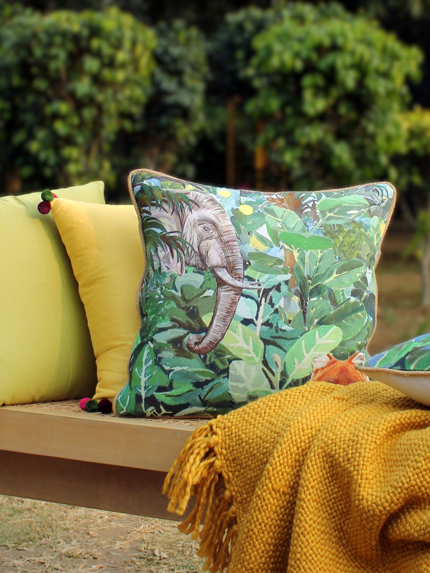 Cushion Cover - Elephant Printed Cotton