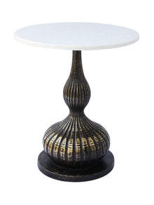Marble Top Peg Table - Antique Brass