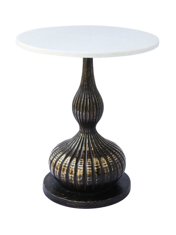 Marble Top Peg Table - Antique Brass