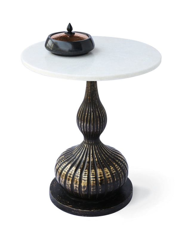 Marble Top Peg Table - Antique Brass