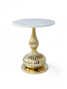 Marble Top Peg Table - Brass