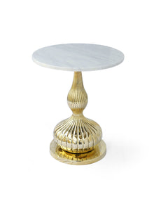 Marble Top Peg Table - Brass