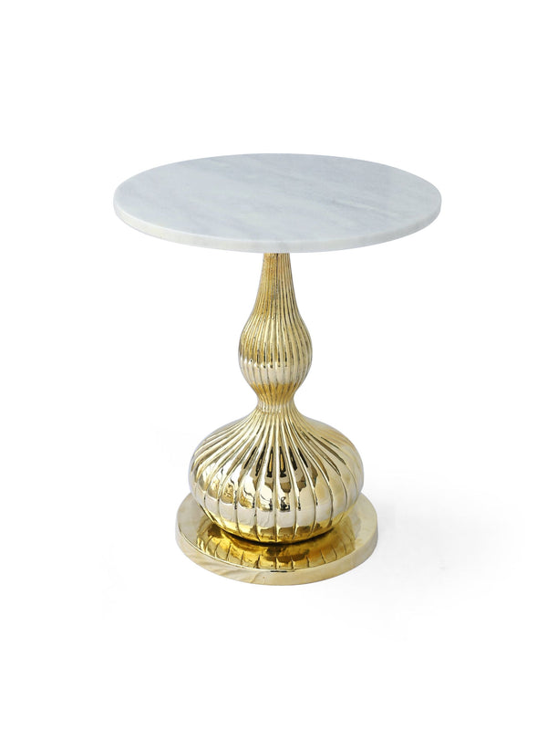 Marble Top Peg Table - Brass