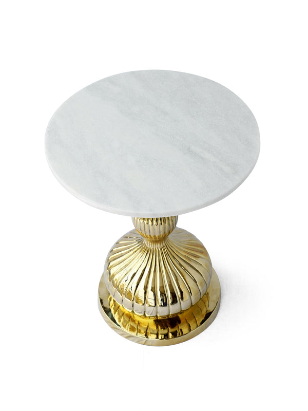 Marble Top Peg Table - Brass